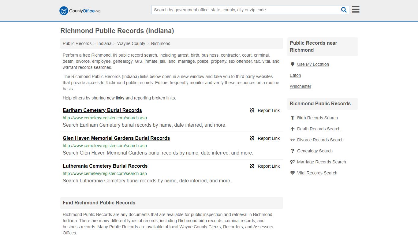 Richmond Public Records (Indiana) - County Office